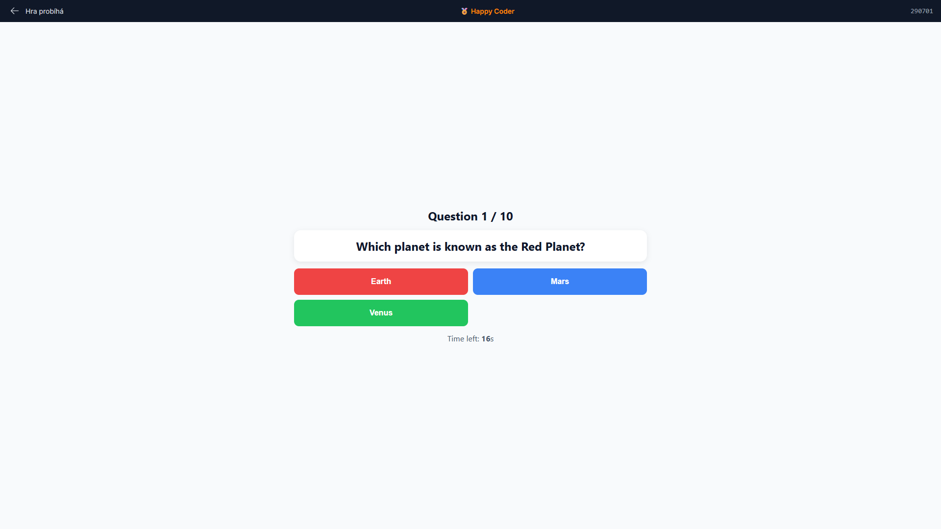 Pohled studenta na zařízení během odpovídání v Multiplayeru